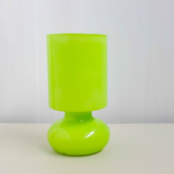 1 of 2 Ikea Lykta, bright green Mushroom Style Table Lamp, Table lamp, green white glass Shade, 1990s