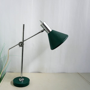 Herda Amsterdam, Chrom-Schreibtischlampe, Arbeitslampe, Tischlampe, Bürolampe, Mid Century Modern, Space Age, hergestellt in Amsterdam, niederländisches Design