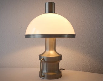 Vintage Mushroom Lamp, Desk Light, Table lamp, White Shade, Aluminium, Dutch design, mid century 1980s