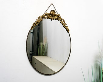 Art Nouveau brass mirror