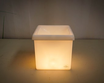 1980s, Paul Jansen Design, White Perspex Illuminated Plant Stands by Paul Jansen, Turnhout Belgium, minimalist, flower pot