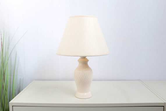 Vintage 80s Dutch Ceramic Table Lamp mid Century Modern Beige