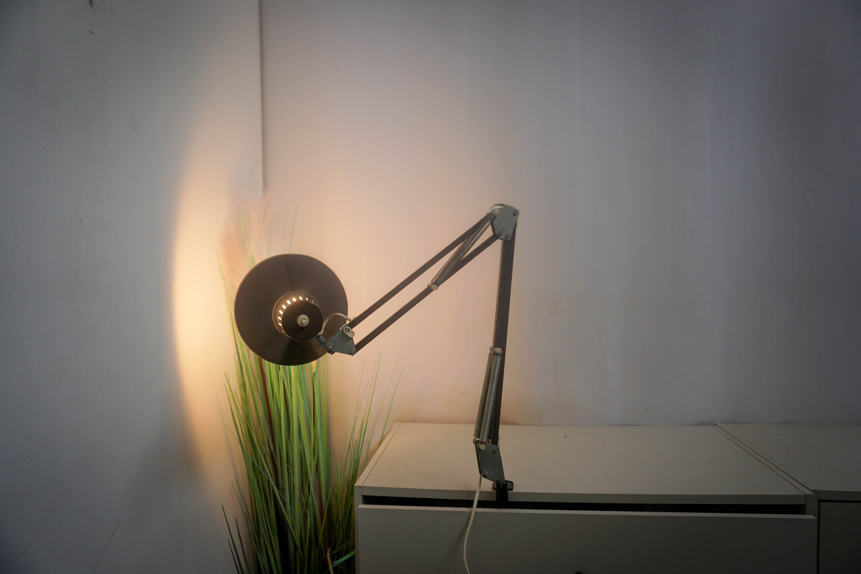 1960s Denmark Mid Century Brown Architect Lamp, Vintage Desk Lamp
