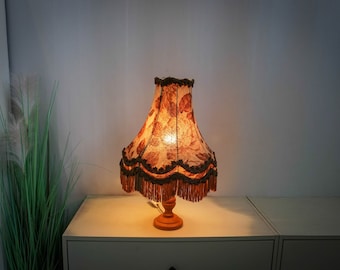 1960s Oak Wood table Lamp, Very Rare Vintage table lamp 60s, table lamp, dutch design, vintage lampshade