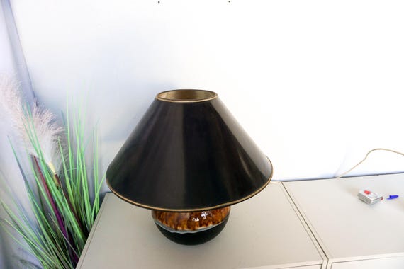 West Germany 70s Ceramic Table Lamp,mid Century Modern, Black Gray