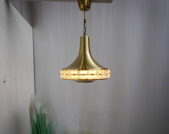 1 of 2 1970s Vitrika Denmark, classic danish ceiling light, Lotus ceiling lamp, Danish Design, brass, gold look, glass
