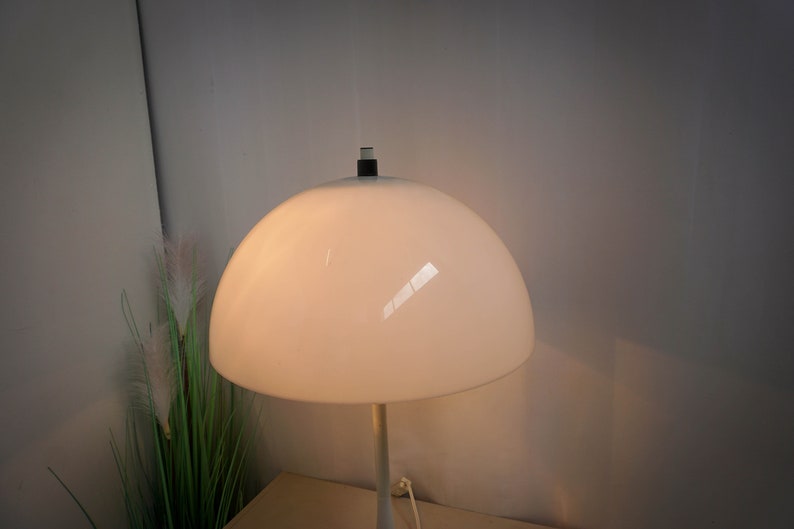 Large Hala Zeist Vintage Mushroom Lamp, Desk Light, Table lamp, white Shade, Dutch design, mid century 1970s zdjęcie 4