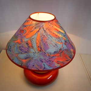 1990s Albret ceramic table lamp, made in France, red, yellow, orange, blue image 9