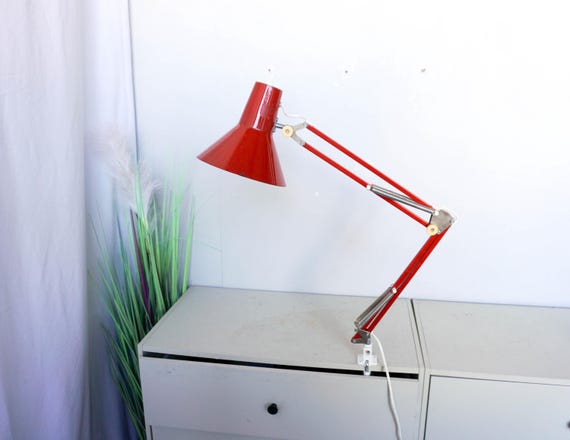 北欧 ビンテージ 1960s MaxamDenmark Desk Lamp 1960s Denmark Mid Century Red Architect Lamp, Vintage Desk Lamp