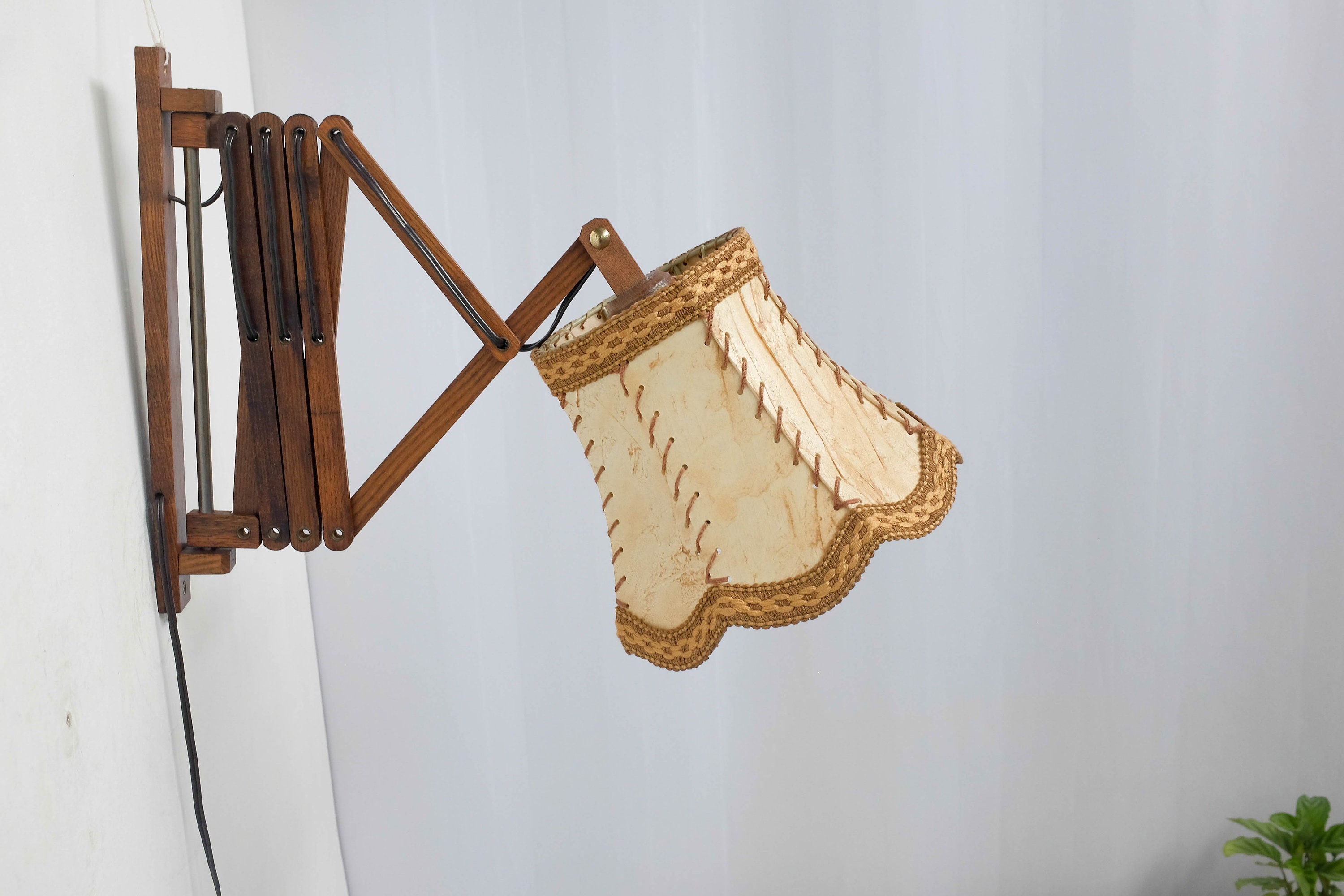 XL Vintage teak scissor lamp / harmonica lamp mid century Etsy