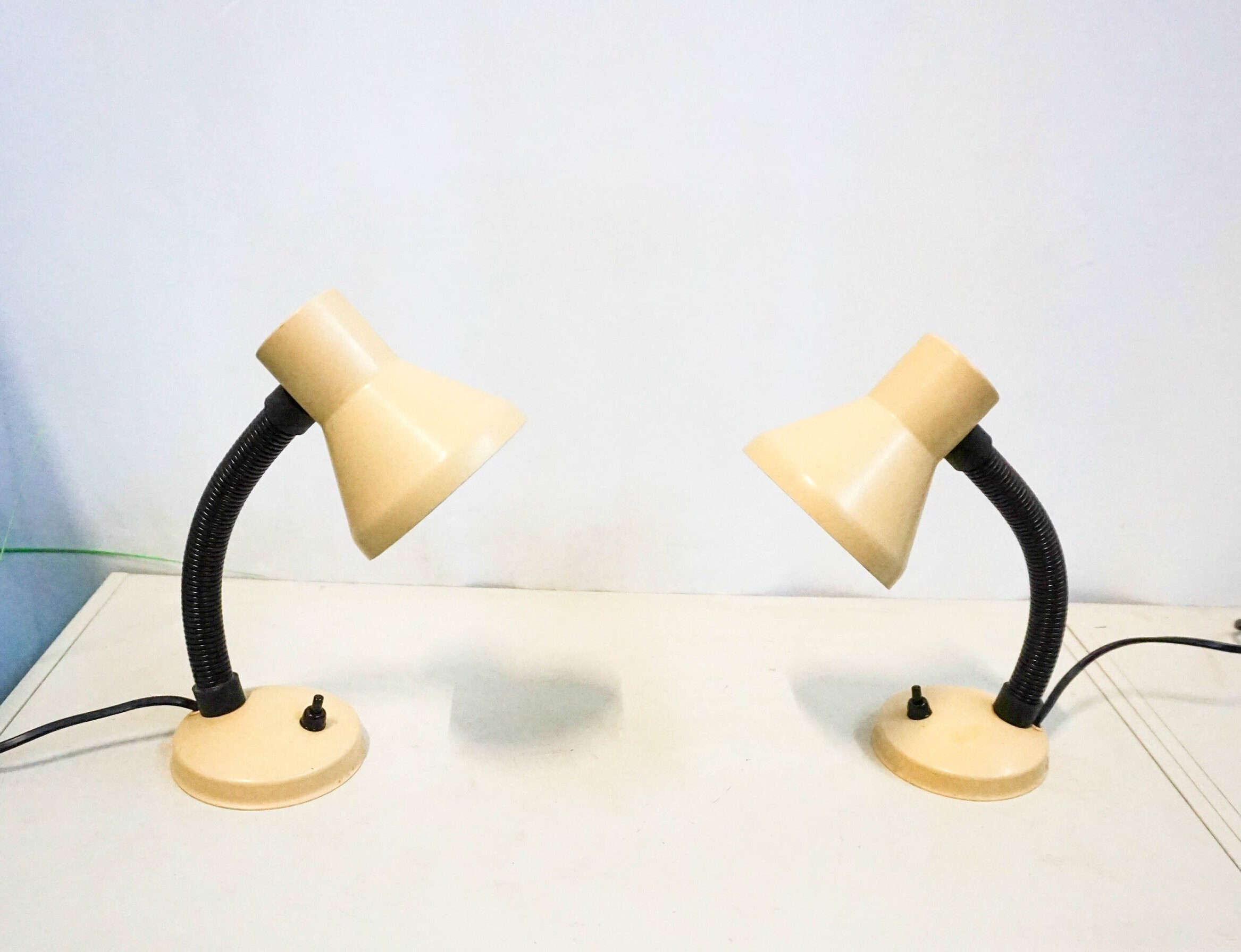 1 of 2 1970s Vintage Desk Lamp, Dutch Design Ca 70s, Beige