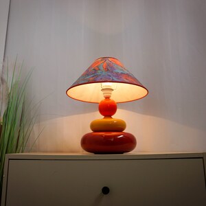 1990s Albret ceramic table lamp, made in France, red, yellow, orange, blue image 8