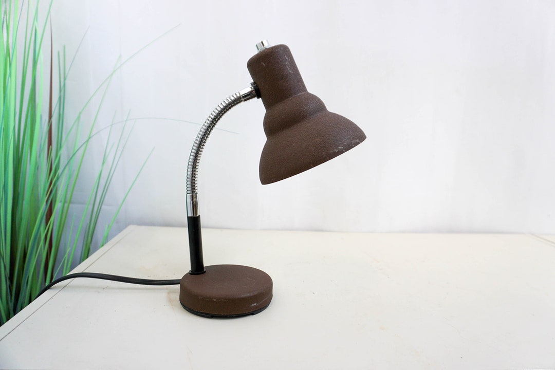 Vintage Brown and Chrome Desk Lamp, Task Lamp, Table Lamp, Office Lamp