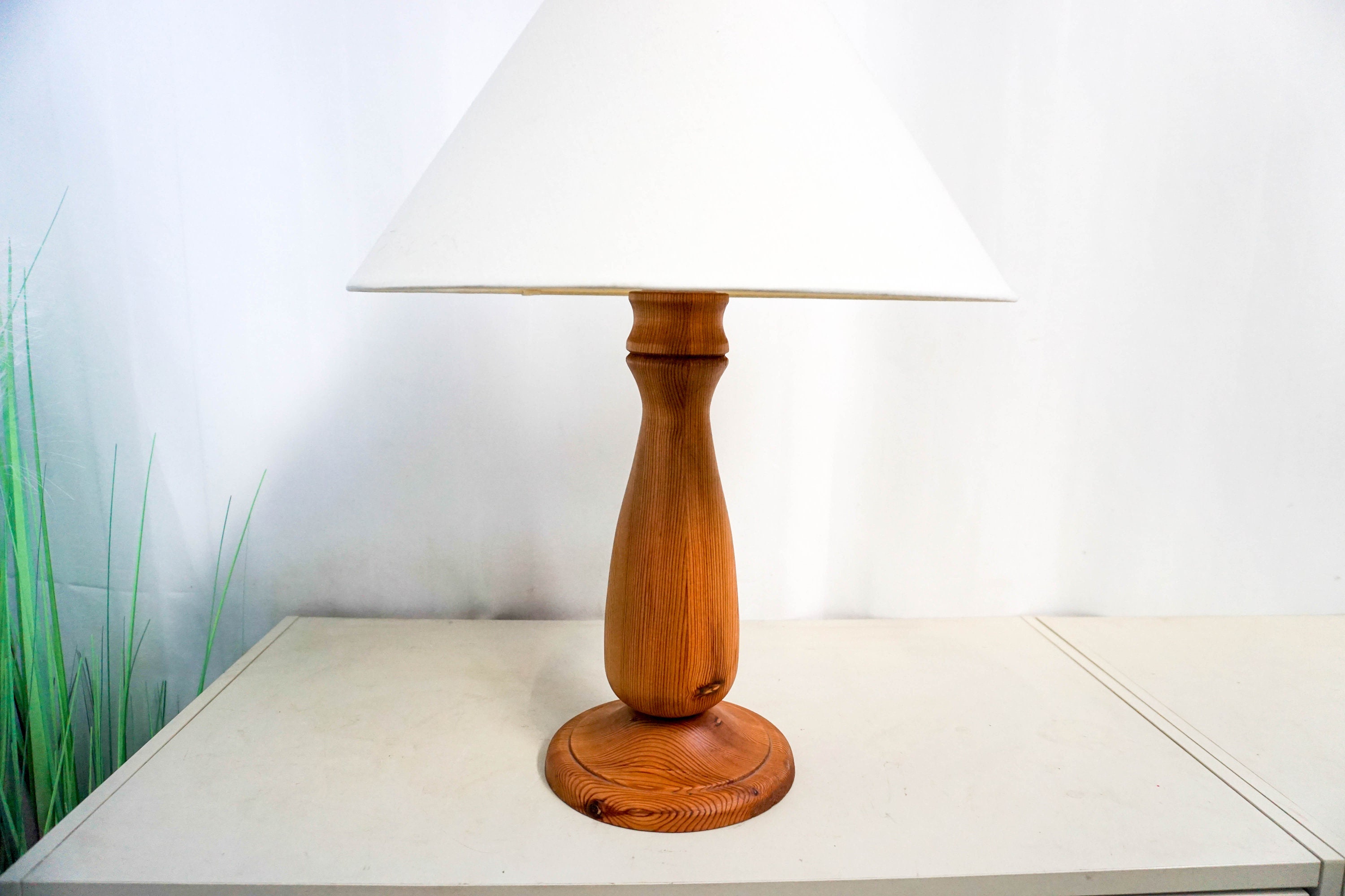 Vintage 70s Swedish Pine Table Lamp, Mid Century Modern Vintage 70s Swedish Pine Table Lamp, Mid Century Modern