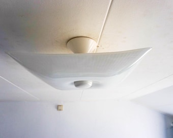 1960 Vintage Reversed Umbrella Glass Ceiling light,Glass Pendant Lamp, white glass disc