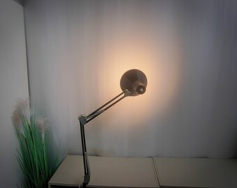 1960s Denmark Mid Century Brown Architect Lamp, Vintage Desk Lamp