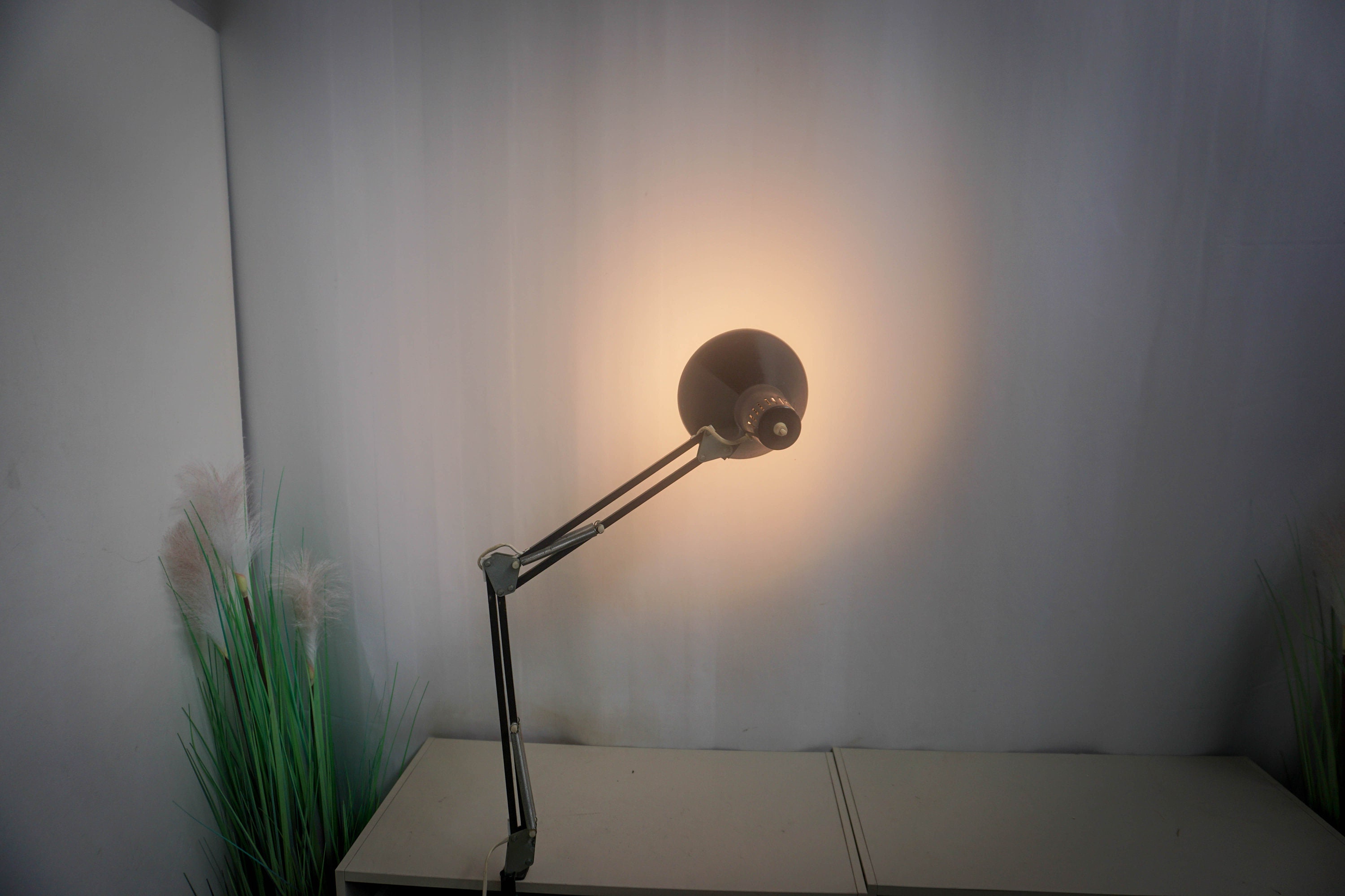 1960s Denmark Mid Century Brown Architect Lamp, Vintage Desk Lamp
