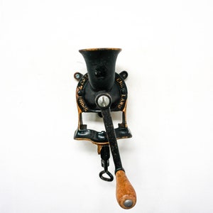 Antique black cast iron coffee grinder, DE, Made In England