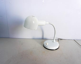 Vintage Veneta Lumi, white Desk Lamp, Task Lamp, Table Lamp, Office Lamp, Mid Century Modern, Space Age, Made in Italy, 1980s