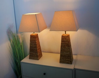 1 left 1980s Mid-Century Rattan Table Lamp