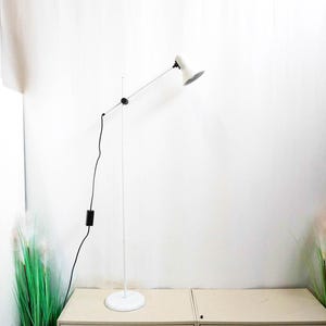1980s, Veneta Lumi, Postmodern, Adjustable Floor Lamp, Italy, Pop Art, Black, memphis style, white