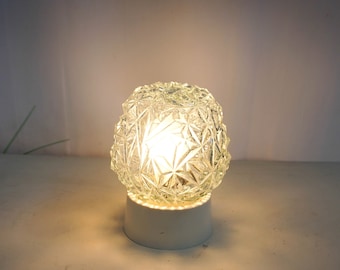 Vintage Clear glass ceiling lamp, Mid Century Flush Mount ceiling, Pressed Glass Ceiling Light Fixture