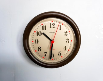 1980s Philips, Vintage German clock with a timer by Quartz in plastic, made in Germany