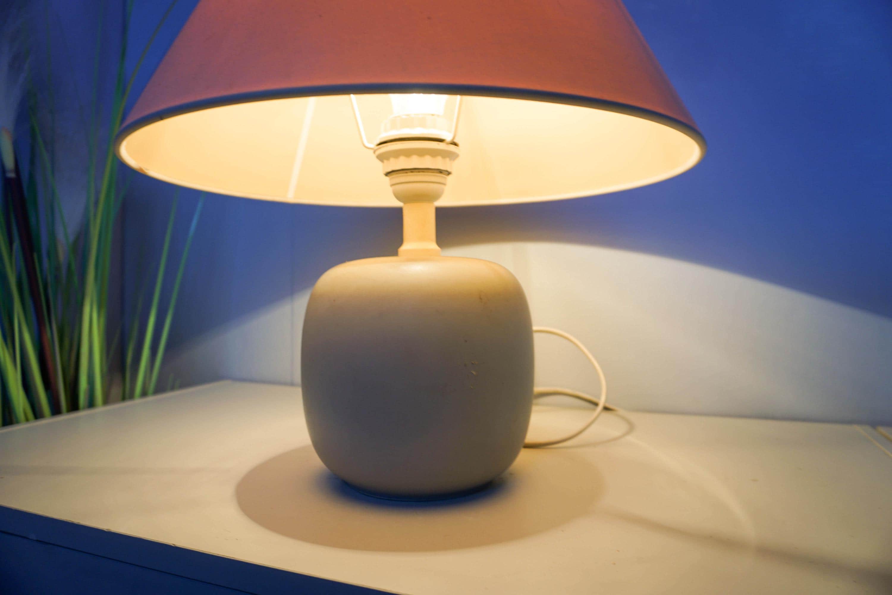 Vintage 80s Ikea Ceramic Table Lamp,mid Century Modern, Gray Base