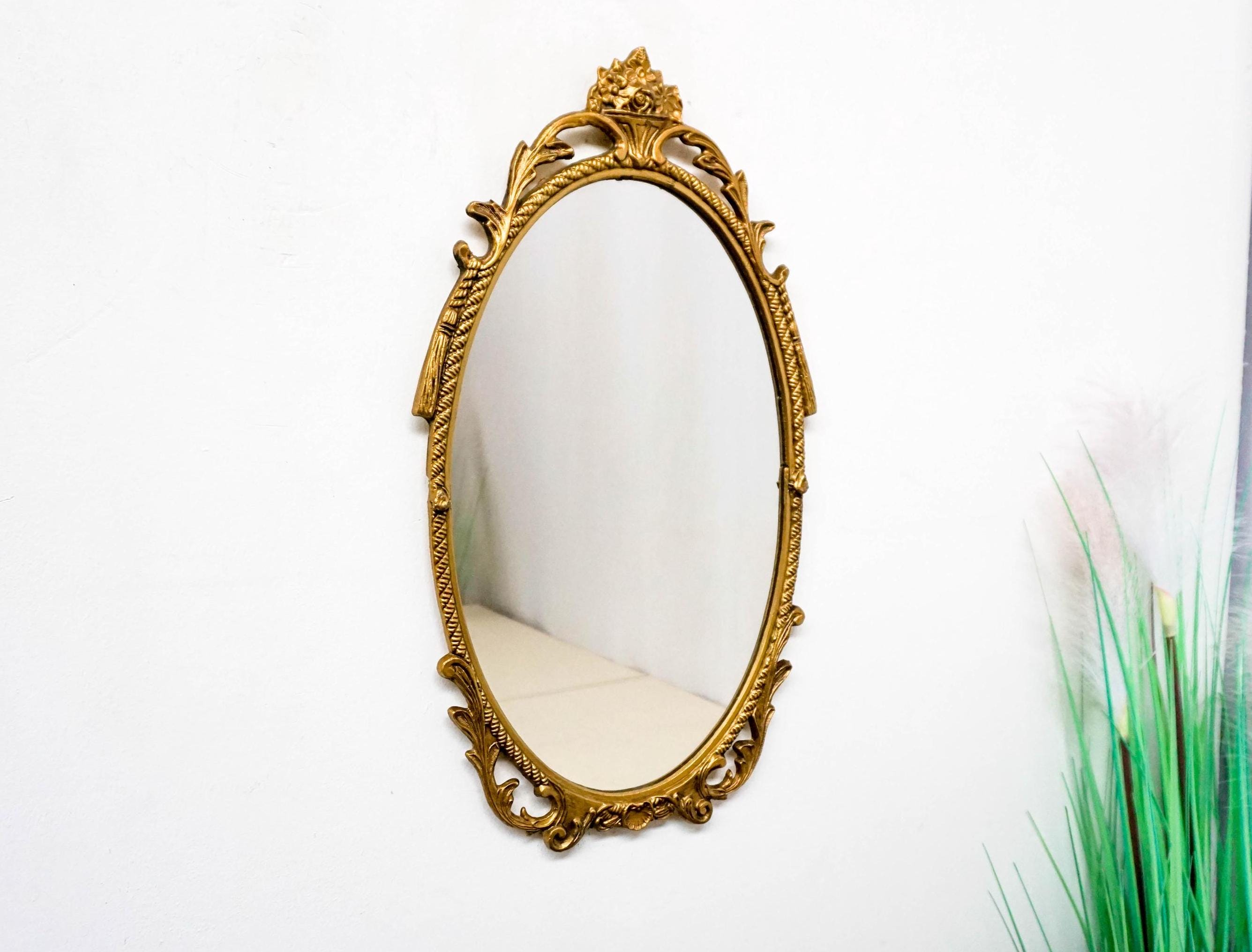 Miroir Italien Design Ondulé En Laiton Doré - Style Antique Pour Salle De Bain, Salon, Entrée