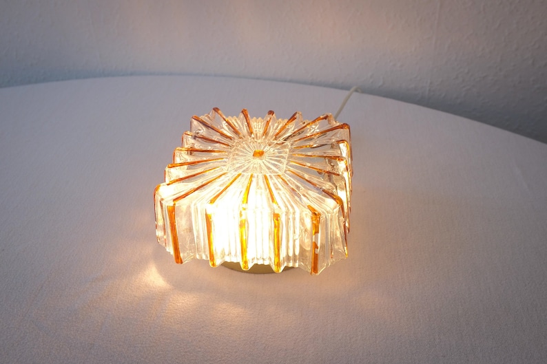 Vintage Mid Century Large Clear Glass Ceiling Lamp Glass Globe Wall Lamp Square Transparent Design Globe Light Fixture Art Deco