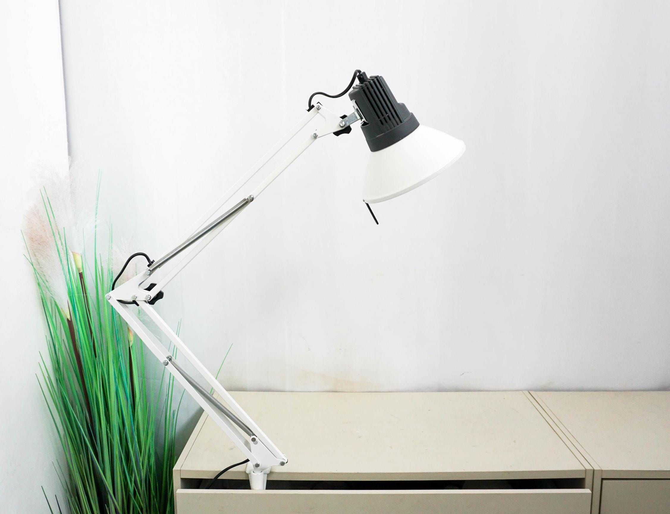1990s Afma Italy Mid Century White Black Architect Lamp, Vintage