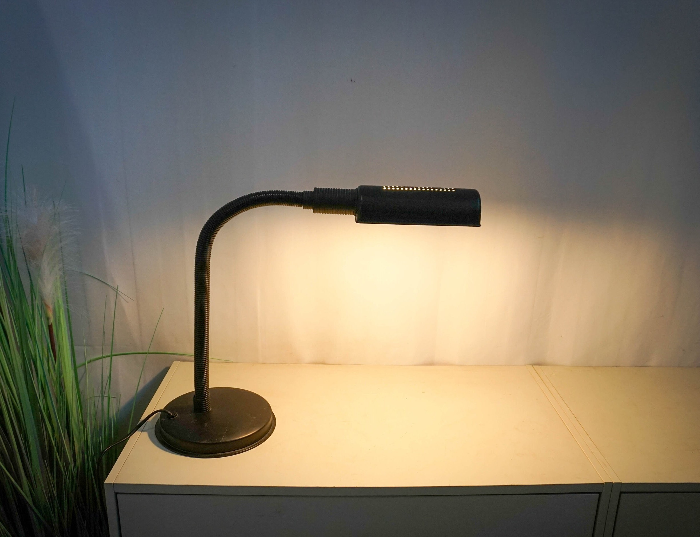 1980s, Veneta Lumi, Postmodern, Adjustable Desk Lamp, Italy, Pop Art black, memphis style, Table lamp