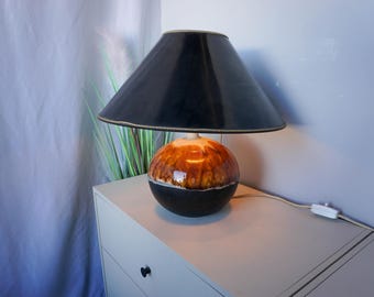West Germany 70s Ceramic Table Lamp,mid Century Modern, Black Gray