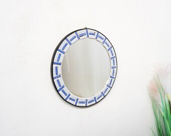 Vintage West Germany Mosaic mirror 1970s ceramic mid century modern cute pop art funky