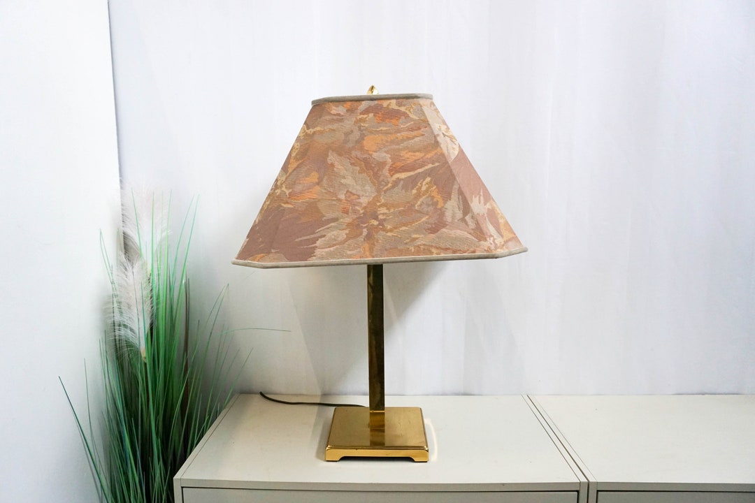 Large 1980s Mid Century Gold Colored Table Lamp, Modern Lampshade ...