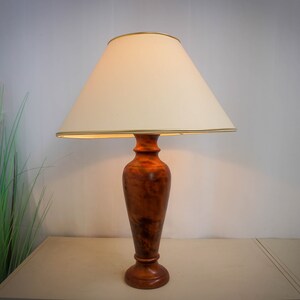1980s Oak Wood Table Lamp, Very Rare Vintage Table Lamp 80s, Table