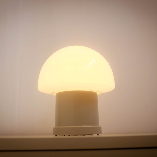 Vintage Mushroom Lamp, made in Holland, Desk Light, Table shops lamp, white glass Shade, grey plastic, Dutch design, mid century 1970s