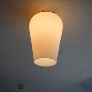 1960s vintage ceiling lamp, matt white milk glass, flush mount