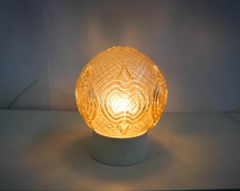 Vintage Amber glass ceiling lamp, Mid Century Flush Mount ceiling light, yellow glass