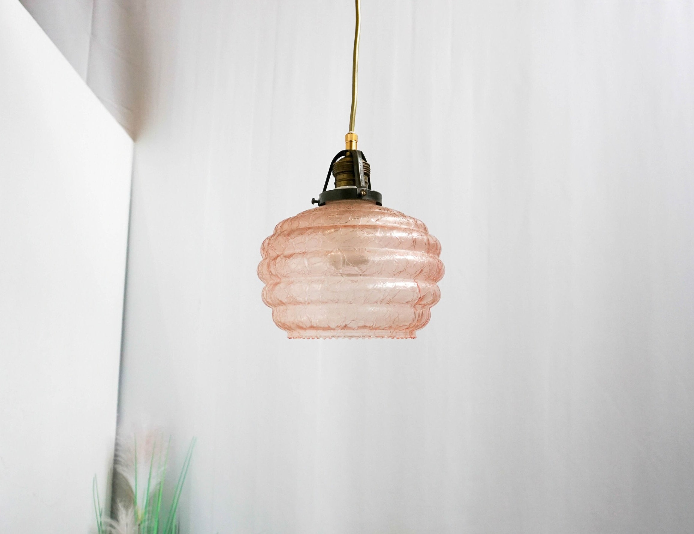 Pink glass sale pendant light shade