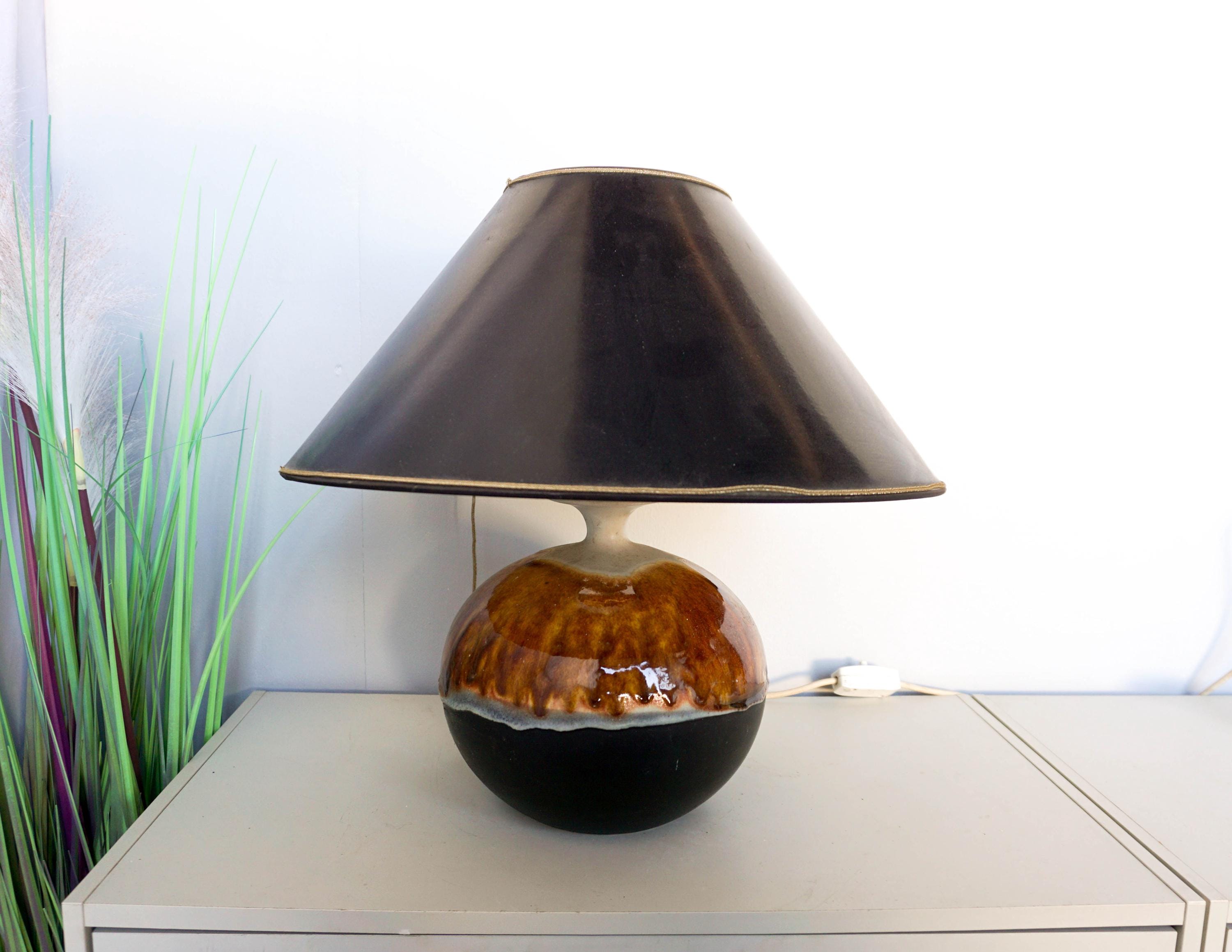西独70s マッシュルームランプ 西ドイツ製 west Germany West Germany 70s Ceramic Table Lamp,mid Century Modern, Black Gray