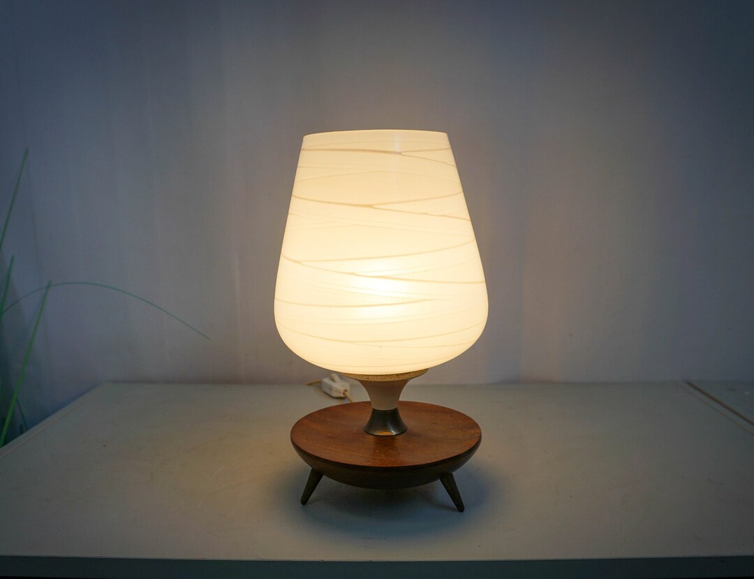 Mid Century Bedside or Table Lamp,milk Glass Globe Shade, White Milk ...