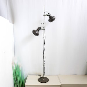 Années 1960 vintage Anvia Almelo, Minimaliste, Lampadaire, Lampadaire, Abat-jour brun, milieu du siècle, 2 lumières