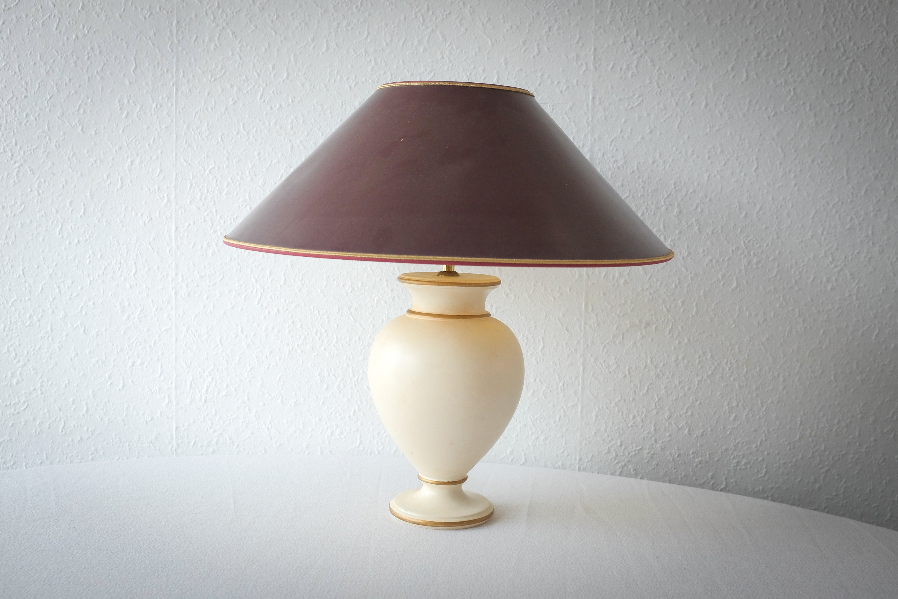 Vintage Des Années 80 Moderne Lampe de Table en Céramique, Mid Century Modern, Céramique Beige et Or