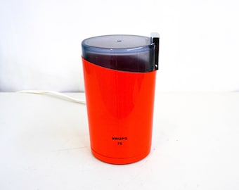 Rare Vintage 1970's Krups 75, Type 203, Mid Century Modern, Coffee Grinder, Germany, Red, Electric