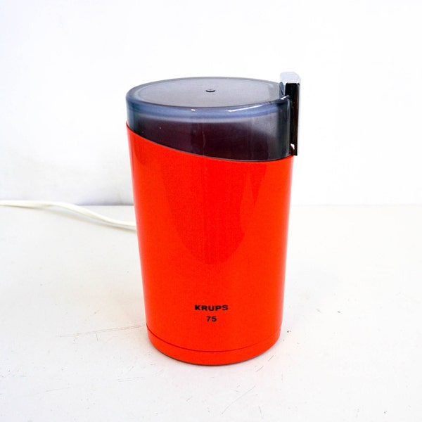 Rare Vintage 1970's Krups 75, Type 203, Mid Century Modern, Coffee Grinder, Germany, Red, Electric