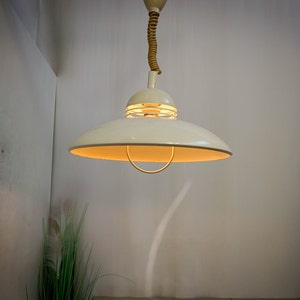 80s Minimalist Design Pendant lamp, Made In Holland, Mid century modern, white metal, Vrieland design