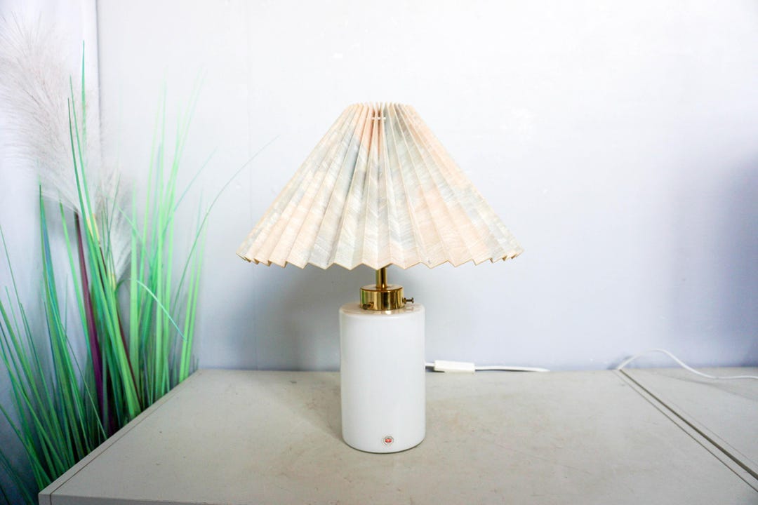 1960s Odreco Denmark, White Glass Table Lamp, Brass, Mid-century