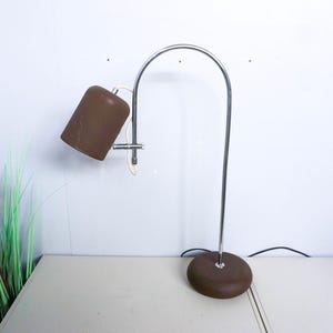 1970s Dijkstra Lamps, Chrome Brown Desk Lamp, Task Lamp, Table Lamp, Office Lamp, Mid Century Modern, Space Age, Dutch Design