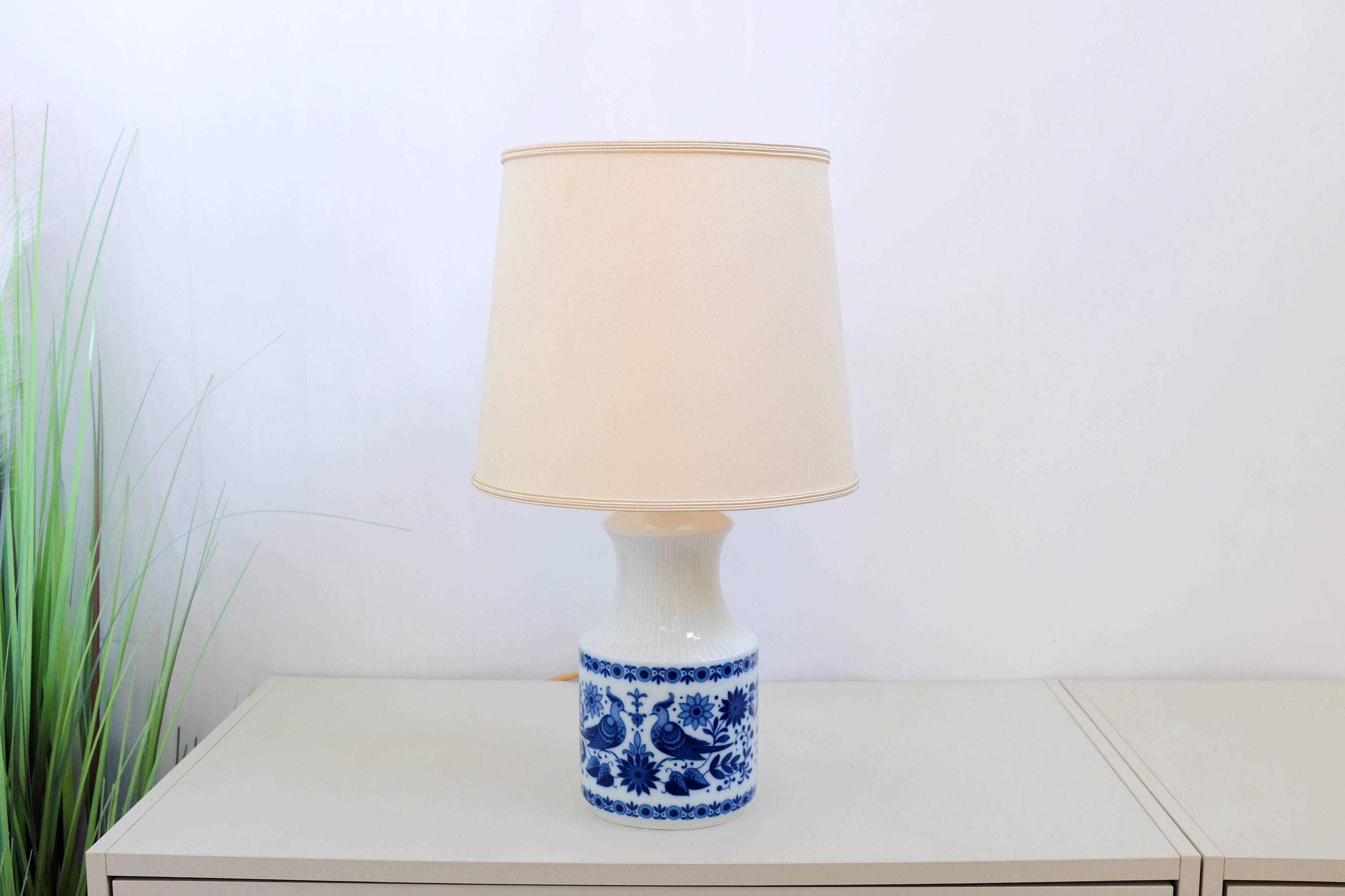 1960s Kaiser Genuine Cobalt Vintage German Ceramic Table Lamp